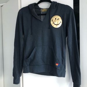 Aviator nation hoodie with metallic smiley face